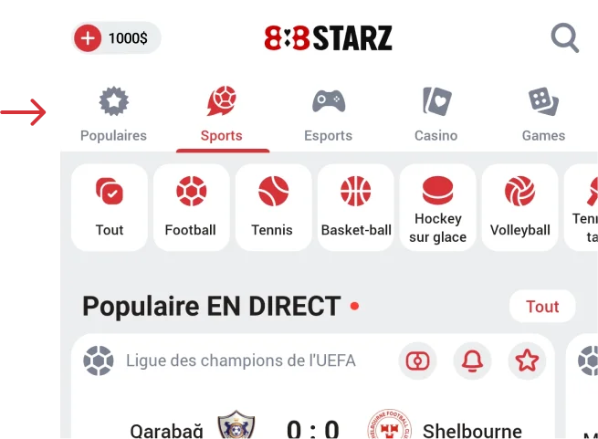 Allez dans la section Sports  888starz Apk Burkina Faso